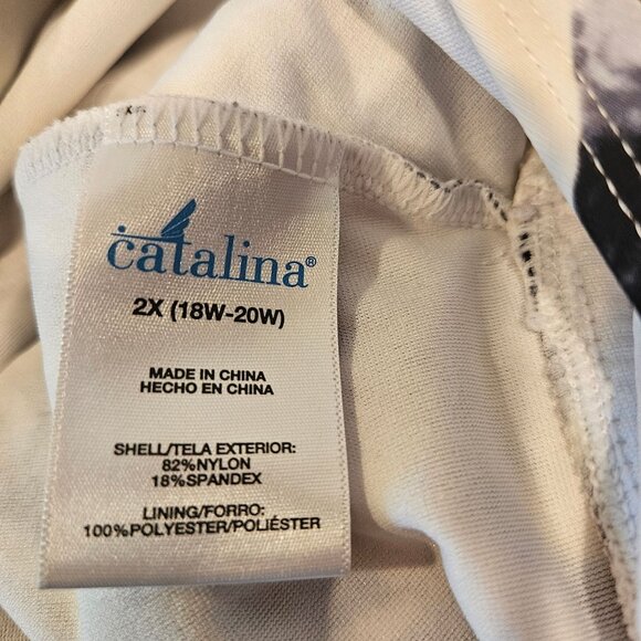 Catalina Women's Swimsuit Top (only) Black Zebra, Plus Size 2X halter neck tie - Picture 11 of 12